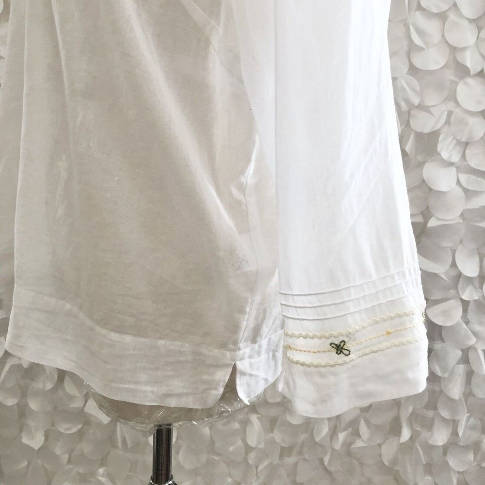 Sigrid Olsen XL 100% Linen Long Sleeve Blouse Sheer Embroidery NWOT - Picture 8 of 11